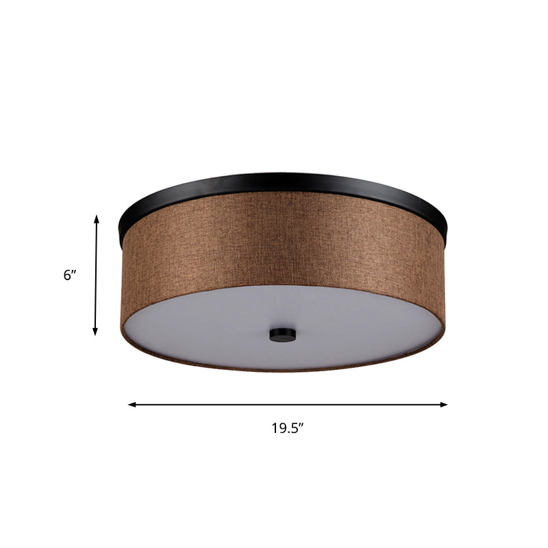 Fabric Brown Modern Led Flush Mount Ceiling Fixture 16’/19.5’ Diameter