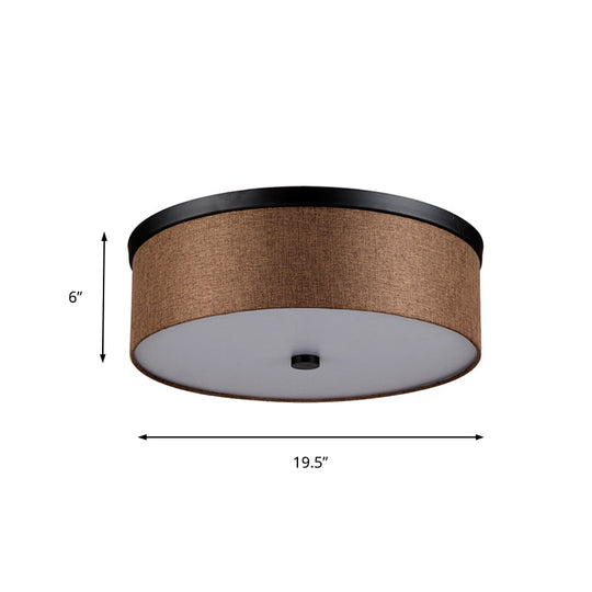 Fabric Brown Modern Led Flush Mount Ceiling Fixture 16’/19.5’ Diameter