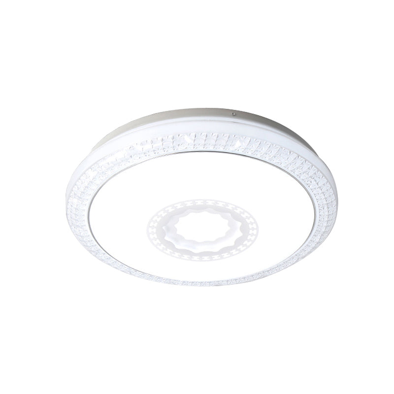 Contemporary Led Drum Flush Mount Lamp - Acrylic Diffuser In White/Pink/Blue Ideal For Bedroom