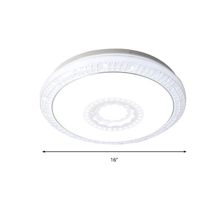 Contemporary Led Drum Flush Mount Lamp - Acrylic Diffuser In White/Pink/Blue Ideal For Bedroom