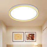 16’/19.5’ Nordic Metal Round Flush Light With Acrylic Shade - White/Pink/Yellow Led Ceiling