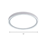 16/19.5 Nordic Metal Round Flush Light With Acrylic Shade - White/Pink/Yellow Led Ceiling Fixture