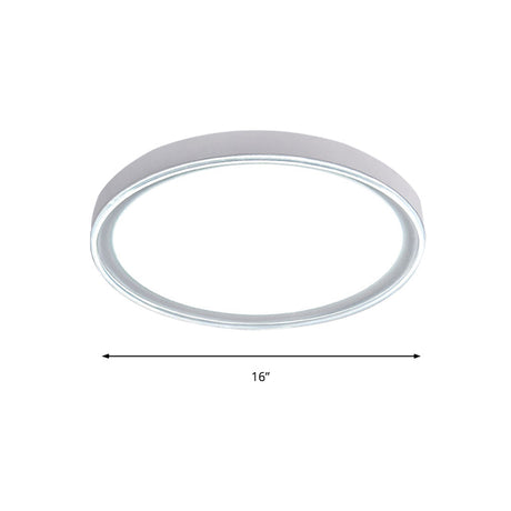 16/19.5 Nordic Metal Round Flush Light With Acrylic Shade - White/Pink/Yellow Led Ceiling Fixture