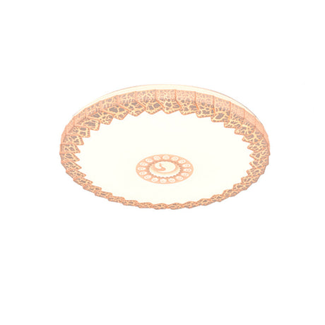 Modern Led Flush Mount Ceiling Light With Acrylic Shade In White/Blue/Gold Crackle Finish - Bedroom