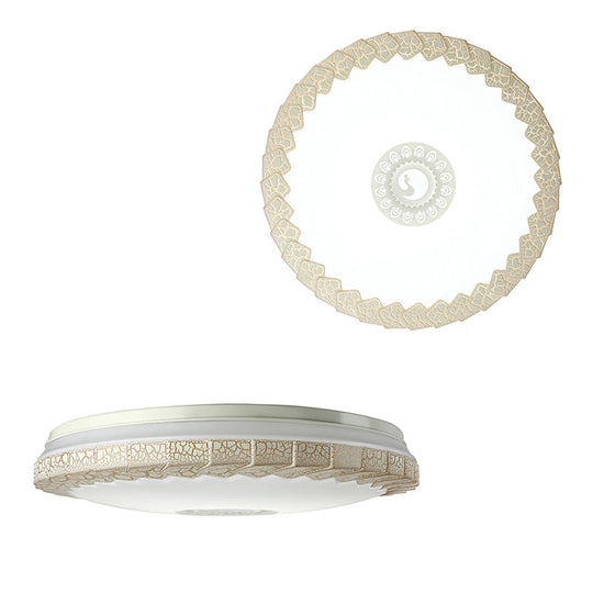 Modern Led Flush Mount Ceiling Light With Acrylic Shade In White/Blue/Gold Crackle Finish - Bedroom