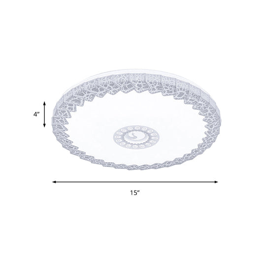 Modern Led Flush Mount Ceiling Light With Acrylic Shade In White/Blue/Gold Crackle Finish - Bedroom