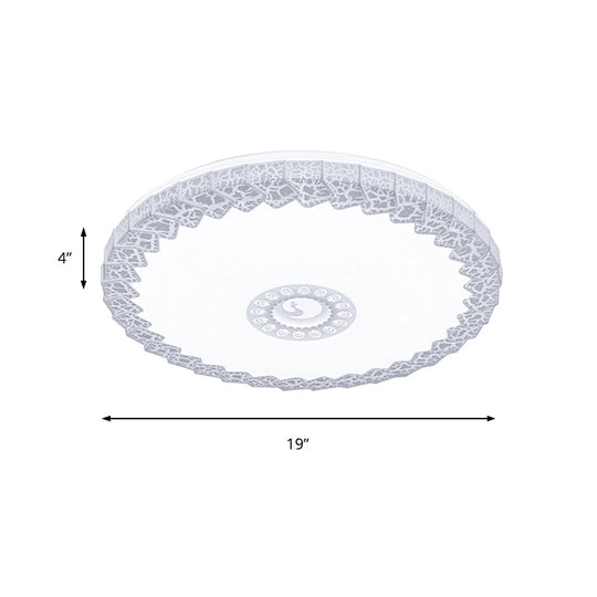 Modern Led Flush Mount Ceiling Light With Acrylic Shade In White/Blue/Gold Crackle Finish - Bedroom