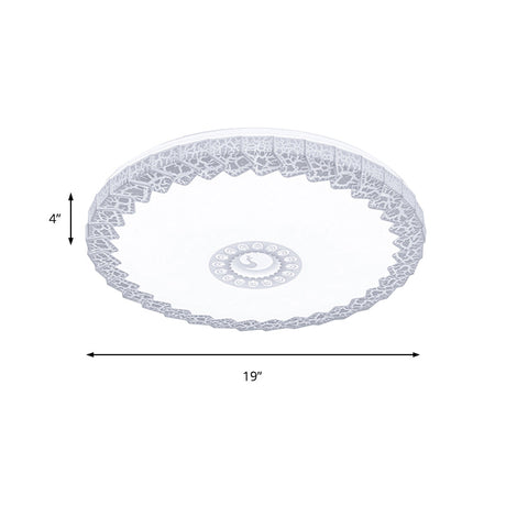 Modern Led Flush Mount Ceiling Light With Acrylic Shade In White/Blue/Gold Crackle Finish - Bedroom