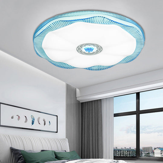 Blooming Flush Mount Ceiling Light For Bedroom Modern Acrylic Shade White/Blue/Gold Warm/White –