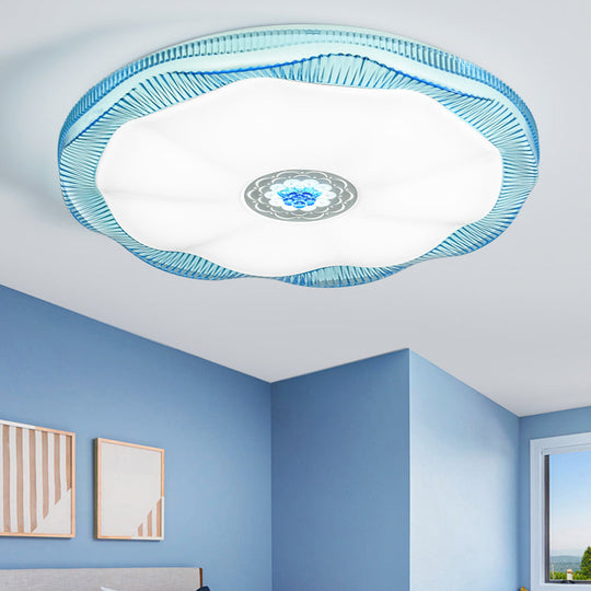 Blooming Flush Mount Ceiling Light For Bedroom Modern Acrylic Shade White/Blue/Gold Warm/White –
