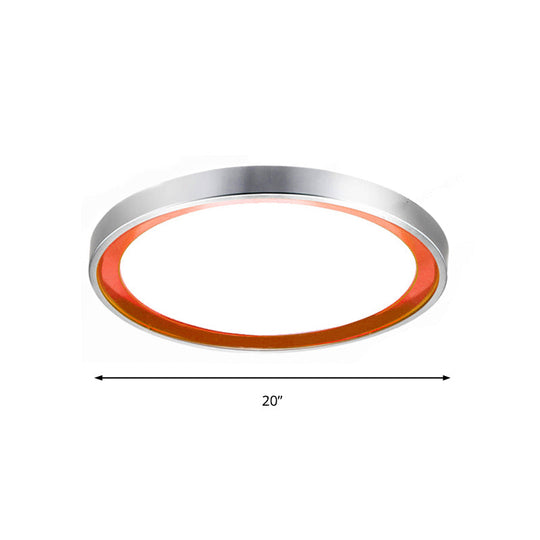 Contemporary Led Flush Light In Orange/Blue/Purple With Warm/White Glow - 14’/16’/20’ Metal