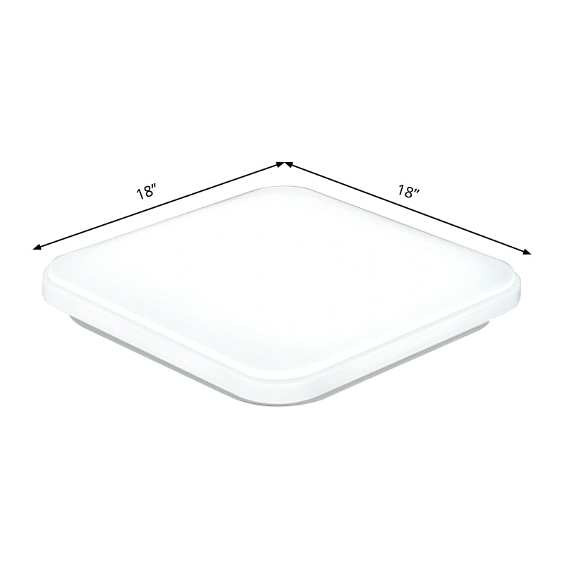 Nordic Led Ceiling Flush Mount Light - White Square Lamp With Acrylic Shade (12’/15’/18’) For