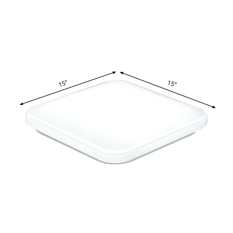 Nordic Led Ceiling Flush Mount Light - White Square Lamp With Acrylic Shade (12’/15’/18’) For