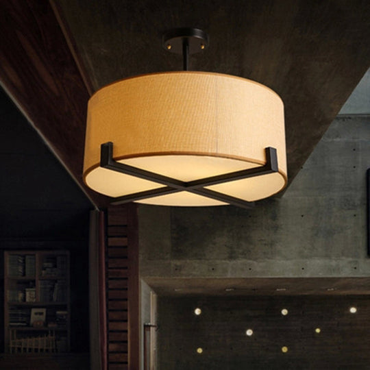 Minimalist Fabric Drum Ceiling Light - 5-Light Beige Flush Mount Lamp Dia 16’/19.5’/23.5 / 16’