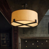 Minimalist Fabric Drum Ceiling Light - 5-Light Beige Flush Mount Lamp Dia 16/19.5/23.5 / 16