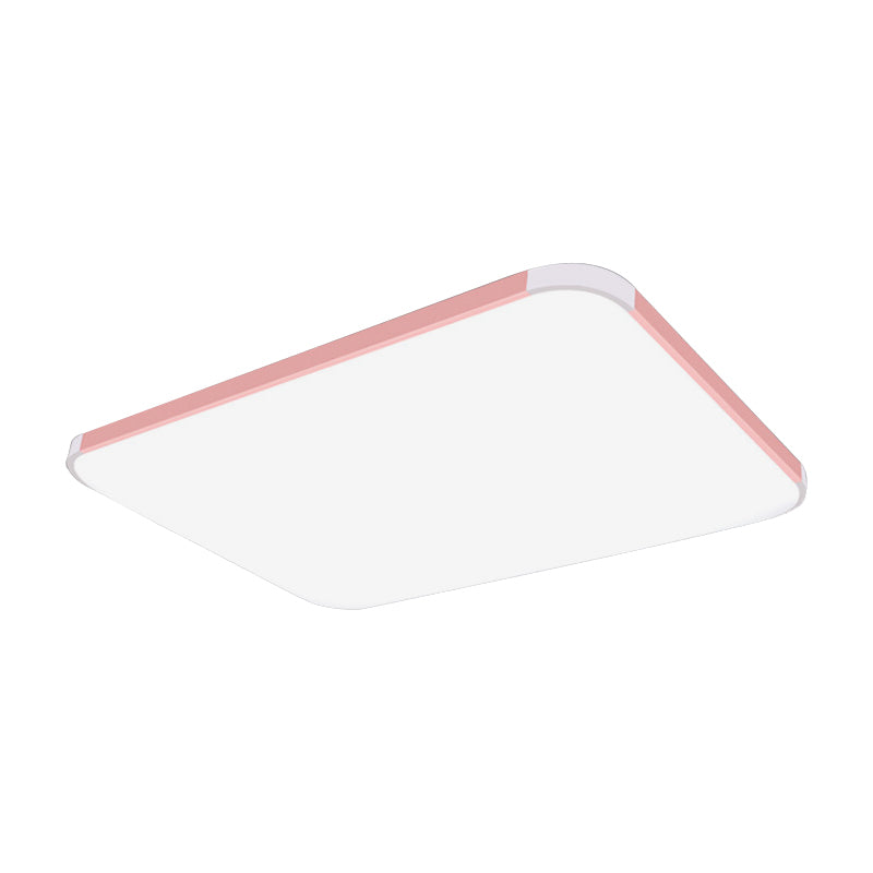 Geometric Led Flush Mount Lamp In Macaron Colors - 12’/15’/17’ Wide