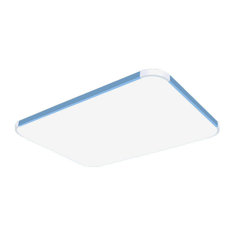 Geometric Led Flush Mount Lamp In Macaron Colors - 12’/15’/17’ Wide