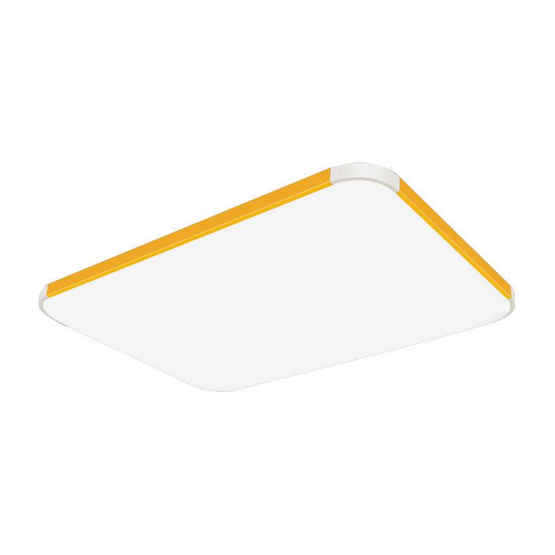 Geometric Led Flush Mount Lamp In Macaron Colors - 12/15/17 Wide