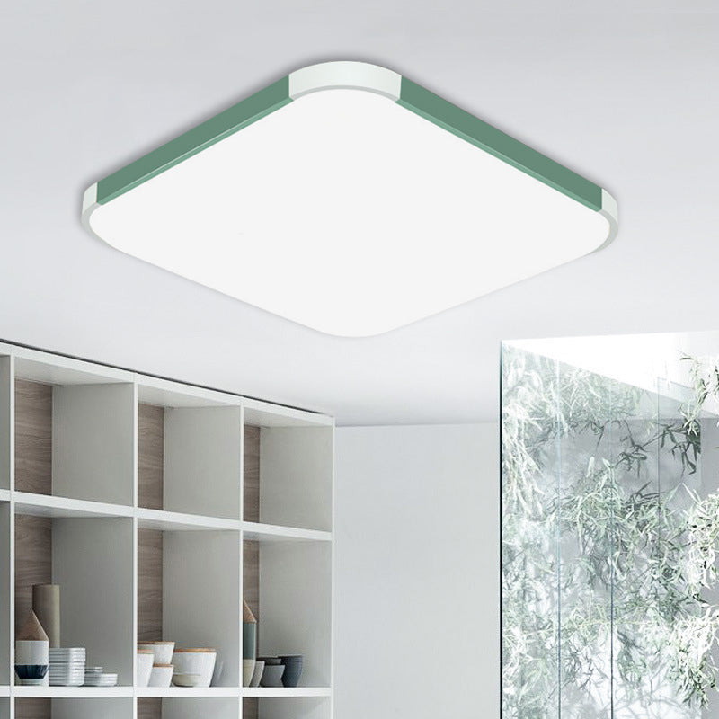 Geometric Led Flush Mount Lamp In Macaron Colors - 12/15/17 Wide