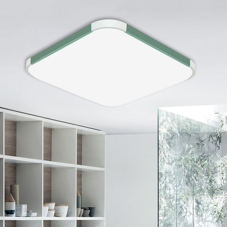 Geometric Led Flush Mount Lamp In Macaron Colors - 12/15/17 Wide
