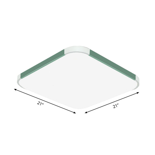 Geometric Led Flush Mount Lamp In Macaron Colors - 12/15/17 Wide