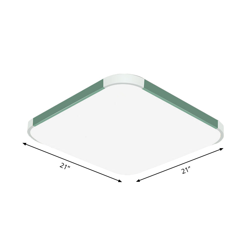 Geometric Led Flush Mount Lamp In Macaron Colors - 12’/15’/17’ Wide