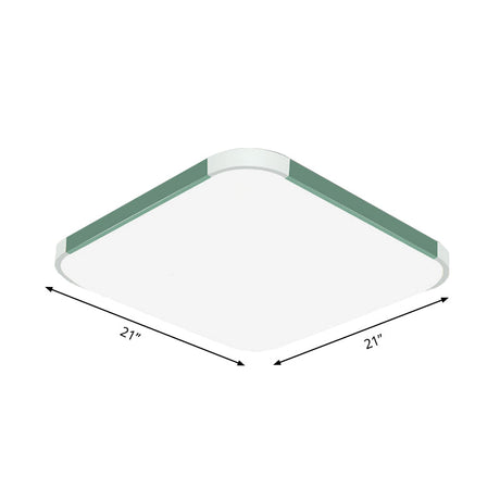 Geometric Led Flush Mount Lamp In Macaron Colors - 12’/15’/17’ Wide