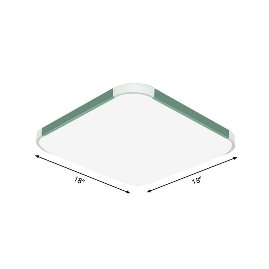 Geometric Led Flush Mount Lamp In Macaron Colors - 12’/15’/17’ Wide