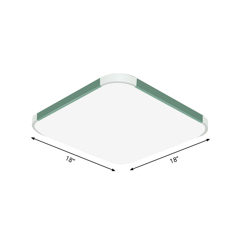 Geometric Led Flush Mount Lamp In Macaron Colors - 12/15/17 Wide