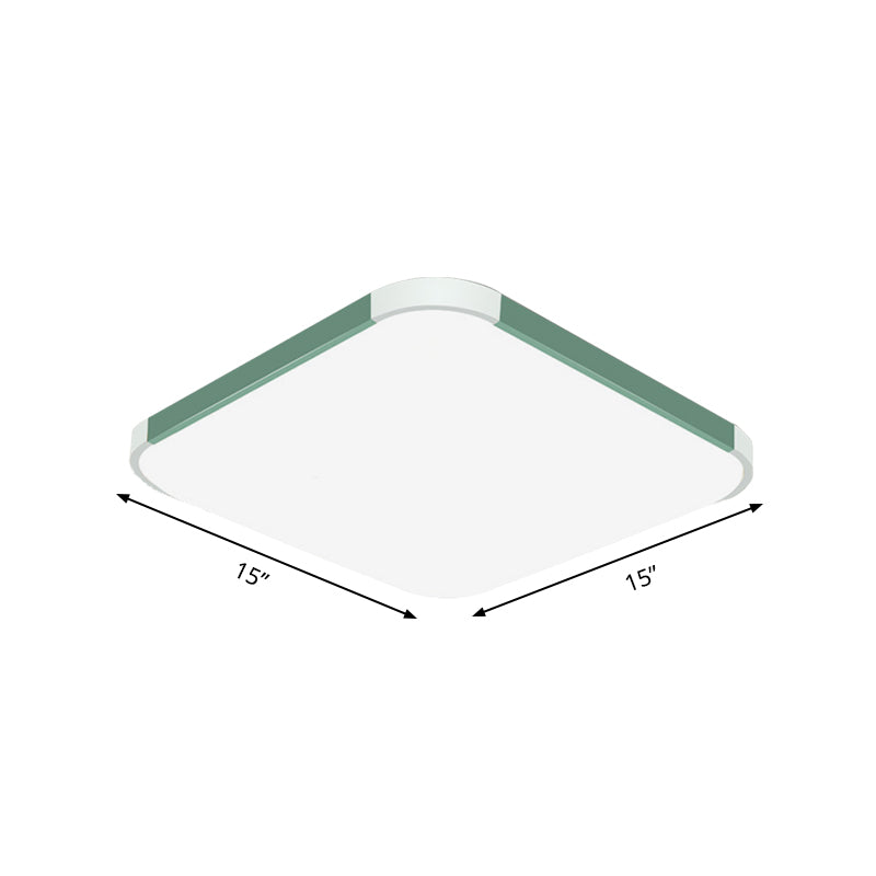 Geometric Led Flush Mount Lamp In Macaron Colors - 12’/15’/17’ Wide