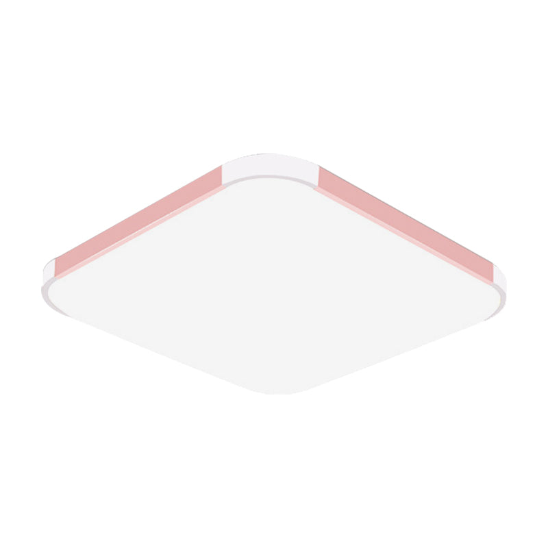 Geometric Led Flush Mount Lamp In Macaron Colors - 12’/15’/17’ Wide