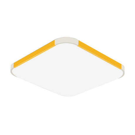 Geometric Led Flush Mount Lamp In Macaron Colors - 12/15/17 Wide