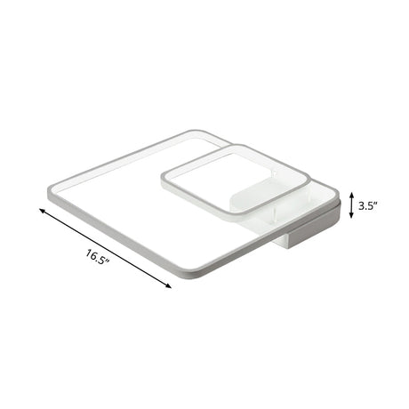 Modern 2 - Tier White Semi Flush Led Ceiling Light - Warm/White Acrylic Fixture 16.5’/20.5’ Wide