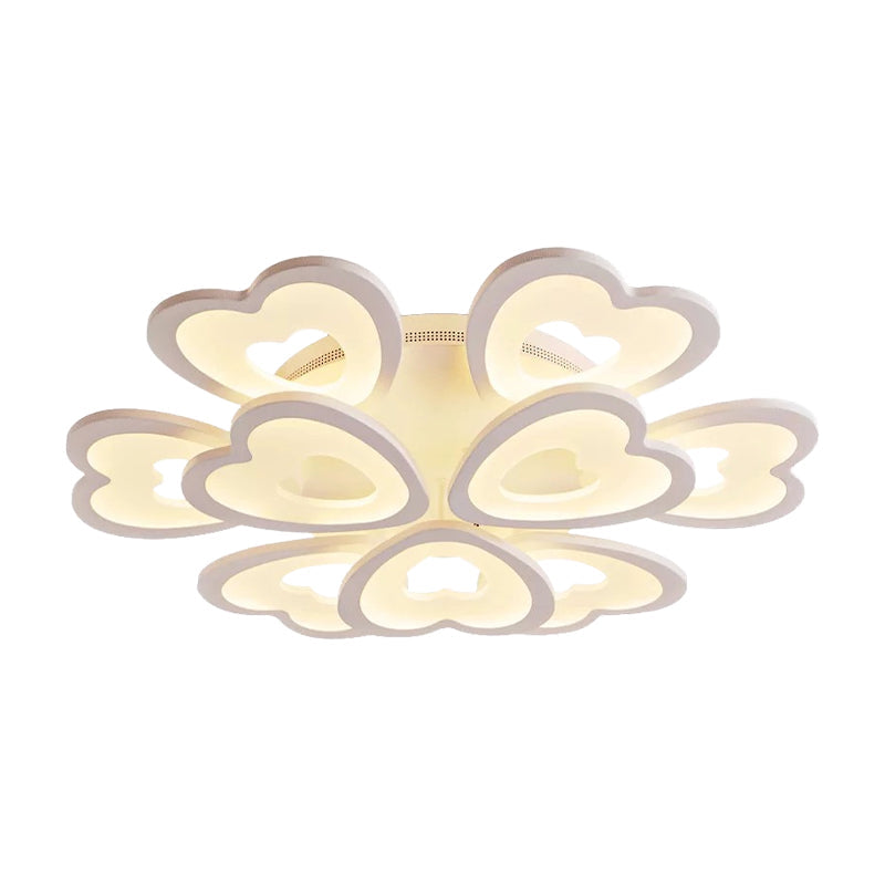 Heart Acrylic Shade Flush Mount Light For Bedroom - White Ceiling Lamp In Warm/White/Natural