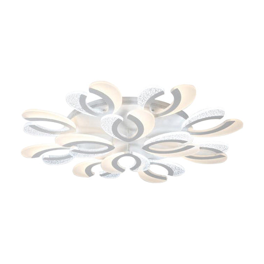 Contemporary Clear And White V - Shaped Flush Mount Led Light Fixture - Acrylic Ceiling With 4/6/9