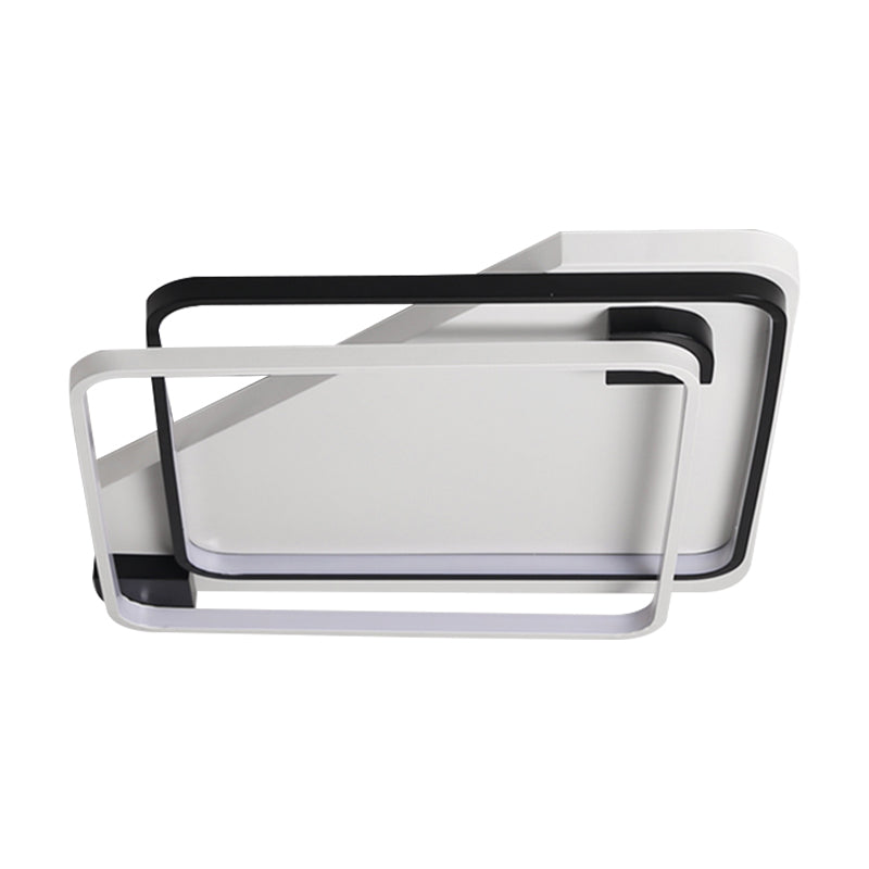 Modern Led Black/White Acrylic Rectangular Ceiling Light - 18’/22’/27.5’ Wide Warm/White Flushmount