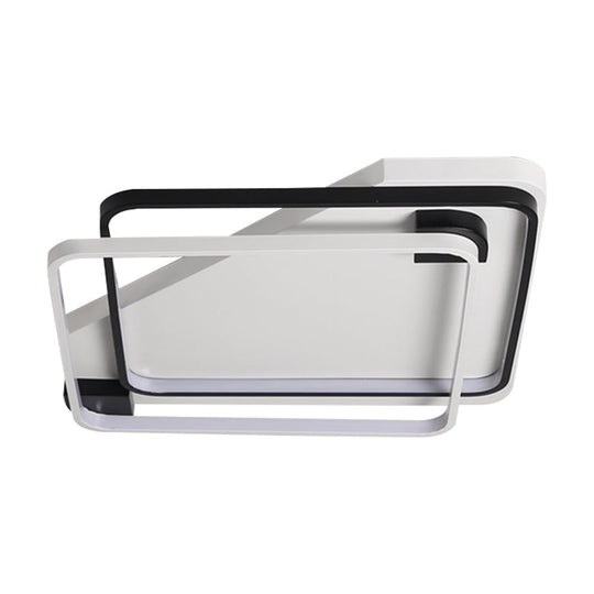 Modern Led Black/White Acrylic Rectangular Ceiling Light - 18/22/27.5 Wide Warm/White Flushmount