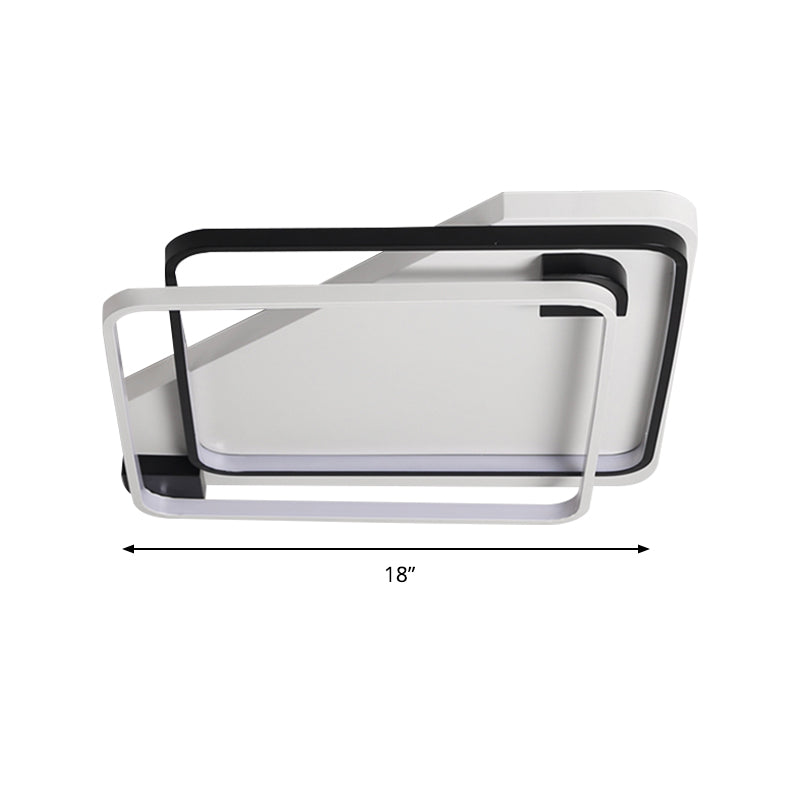 Modern Led Black/White Acrylic Rectangular Ceiling Light - 18/22/27.5 Wide Warm/White Flushmount
