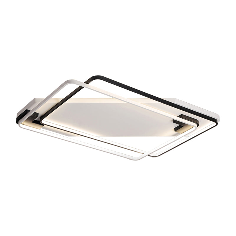 Modern Led Black/White Acrylic Rectangular Ceiling Light - 18/22/27.5 Wide Warm/White Flushmount