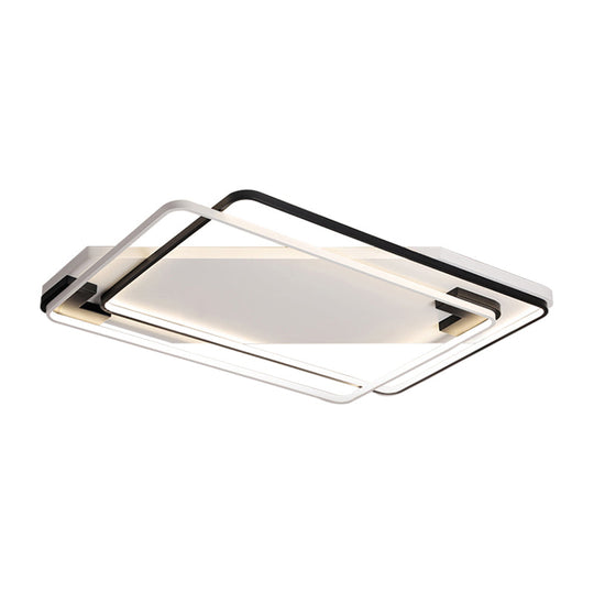 Modern Led Black/White Acrylic Rectangular Ceiling Light - 18/22/27.5 Wide Warm/White Flushmount