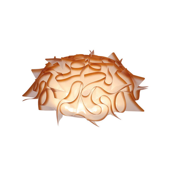 Nordic Flush Mount Led Light With Twist Acrylic Shade For Bedroom In White/Brown - 3 Gear Ceiling