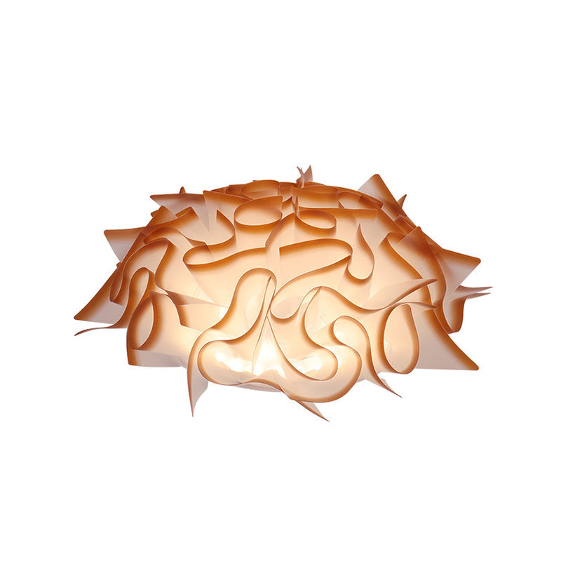 Nordic Flush Mount Led Light With Twist Acrylic Shade For Bedroom In White/Brown - 3 Gear Ceiling