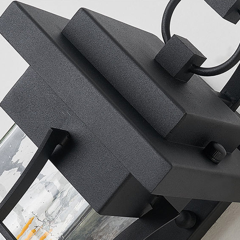 Coastal Clear Glass Iron Cage Wall Sconce Light - Square/Rectangle Design