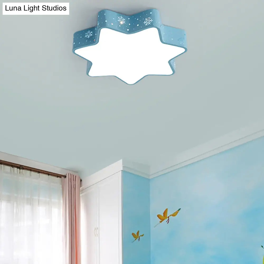 15/19/23 Macaron Star Ceiling Mounted Led Flush Light In Pink/Blue For Kids Bedroom - Warm/White/2
