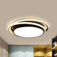15’/19’ W Led Flush Ring Light - Simple Style Metal Ceiling Lighting In Black/White