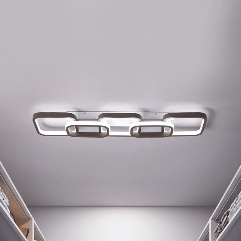 Simple Square Flush Mount Ceiling Lamp - Brown/Warm White 2/3/4 Heads Ideal For Hallways 3 / Brown