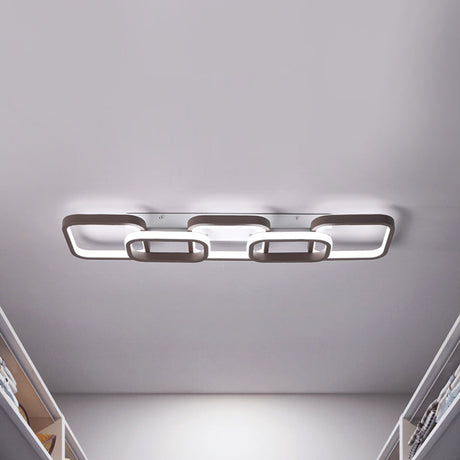 Simple Square Flush Mount Ceiling Lamp - Brown/Warm White 2/3/4 Heads Ideal For Hallways 3 / Brown