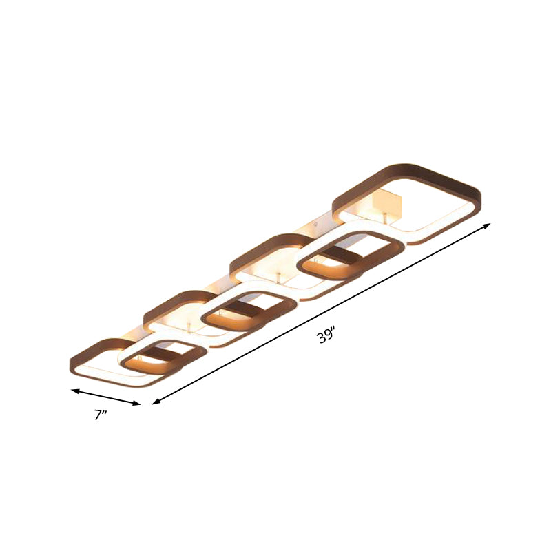 Simple Square Flush Mount Ceiling Lamp - Brown/Warm White 2/3/4 Heads Ideal For Hallways