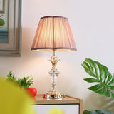 Classic Pink Crystal Bedroom Desk Lamp With Scalloped Shade