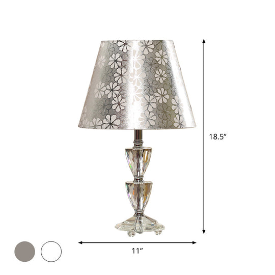 Mara - Modern Clear Crystal Globe/Triangle-Like Desk Light 1 Bulb Nightstand Lamp In White/Silver